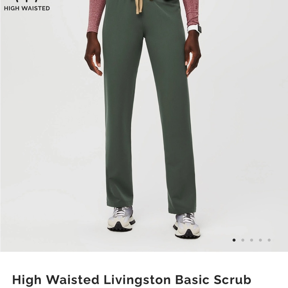 Figs High Waisted Livingston Basic Scrub Pants - Moss